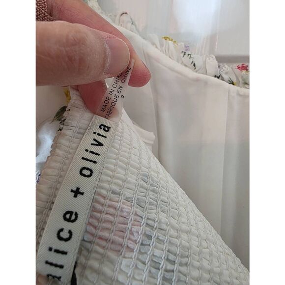 Alice + Olivia Audie Floral Puff-Sleeve Corset Top 6 NWT - Picture 9 of 9